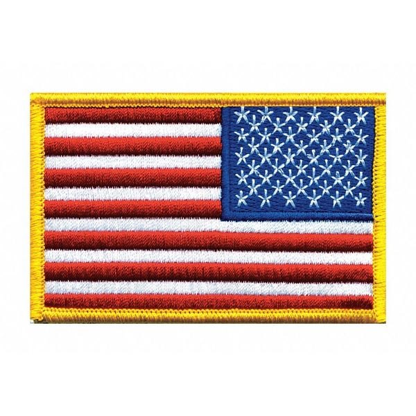 Embroidered American Flag Patch - Gold Border - Right Star Field